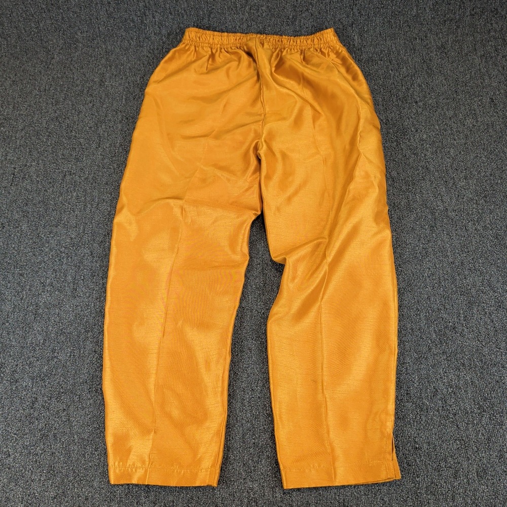 Selene Sport Womens Pants Size M Yellow Polyester Silk Look High Rise Boho VTG - Picture 4 of 8